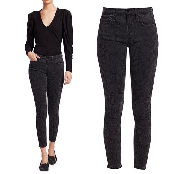 FRAME $220 Le Skinny de Jeanne Tonal Python snake Print Jeans. Size 30 - Picture 4 of 10